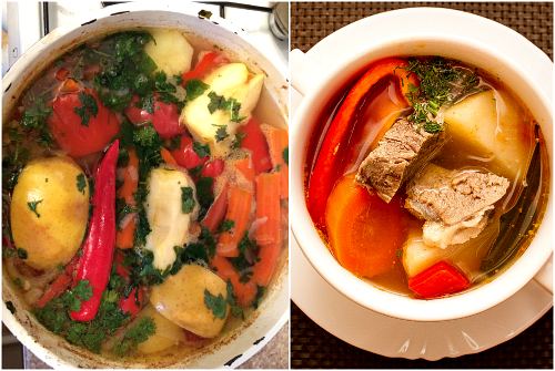 غذاهای اصیل ازبک ها : شورپا، سوپ اصیل ازبکستان همراه با سبزیجات و گوشت بره